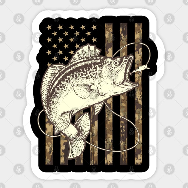 Fishing Camo USA Flag Camouflage Fisherman Sticker by monolusi